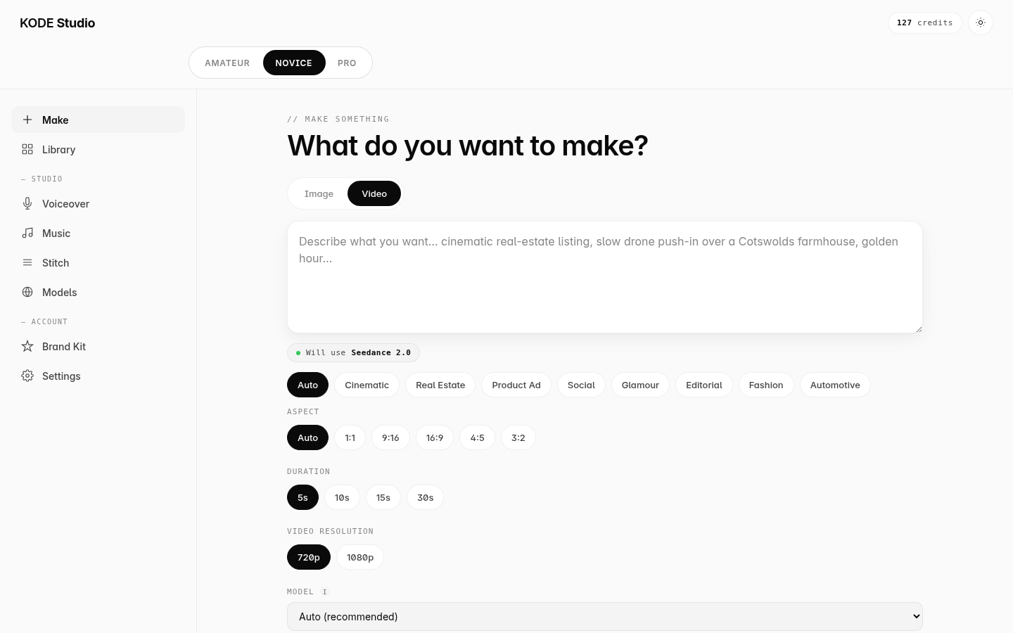 KODE Studio — desktop interface